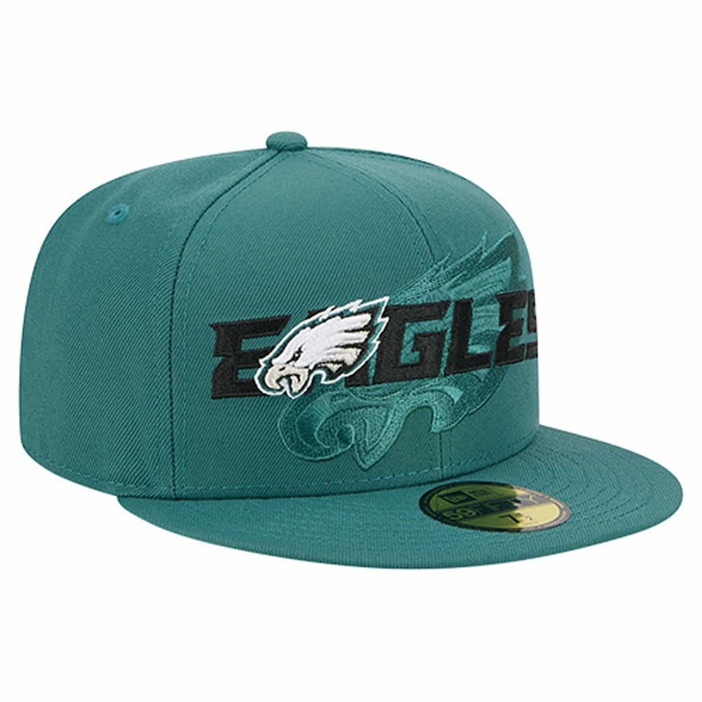 Philadelphia Eagles New Era Overlap Wordmark 59FIFTY Fitted Hat - Midnight Green Hats