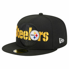 Pittsburgh Steelers New Era Overlap Wordmark 59FIFTY Fitted Hat - Black Hats