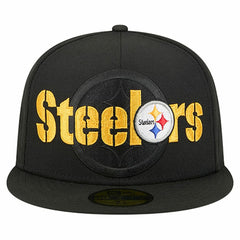 Pittsburgh Steelers New Era Overlap Wordmark 59FIFTY Fitted Hat - Black Hats