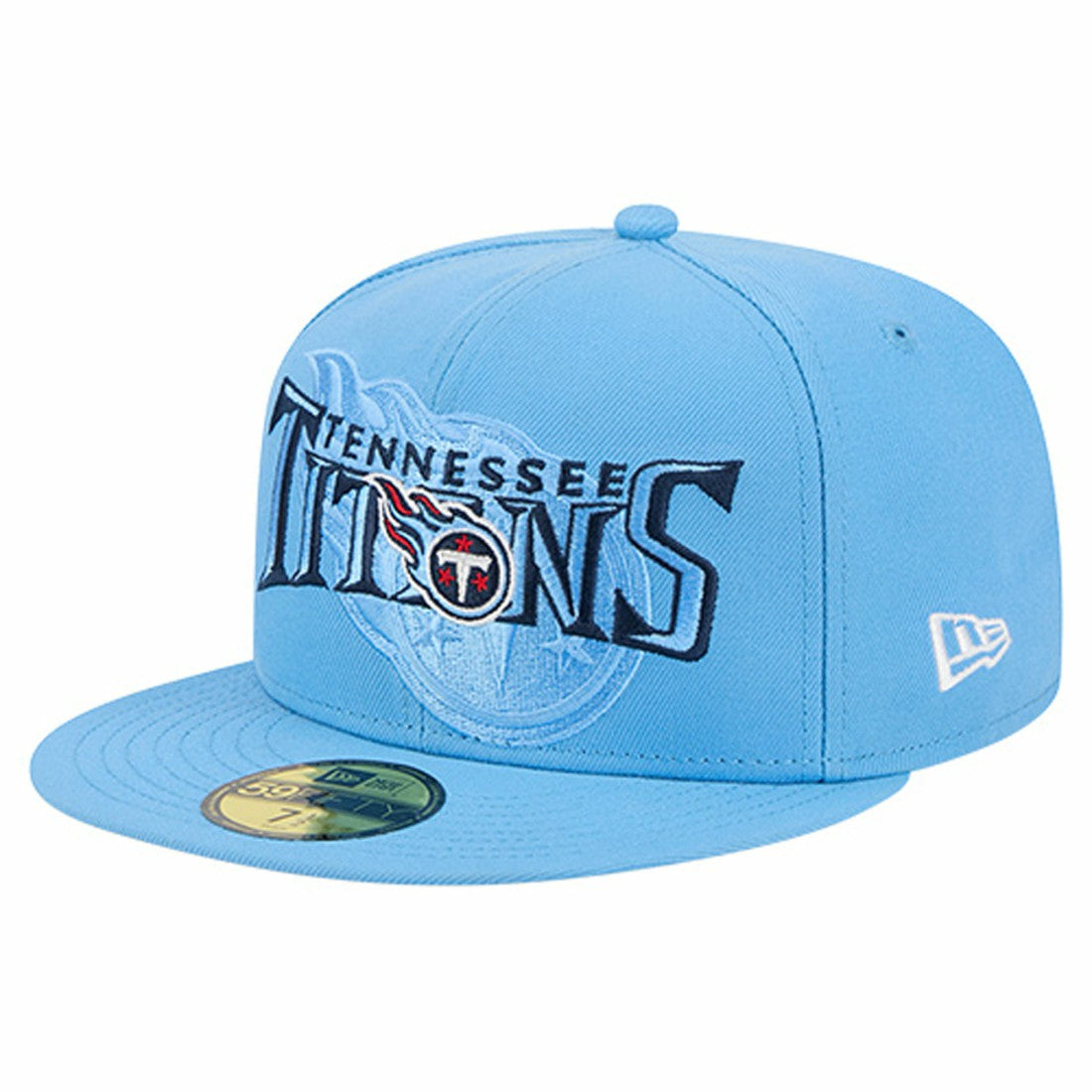 Tennessee Titans New Era Overlap Wordmark 59FIFTY Fitted Hat - Light Blue Hats