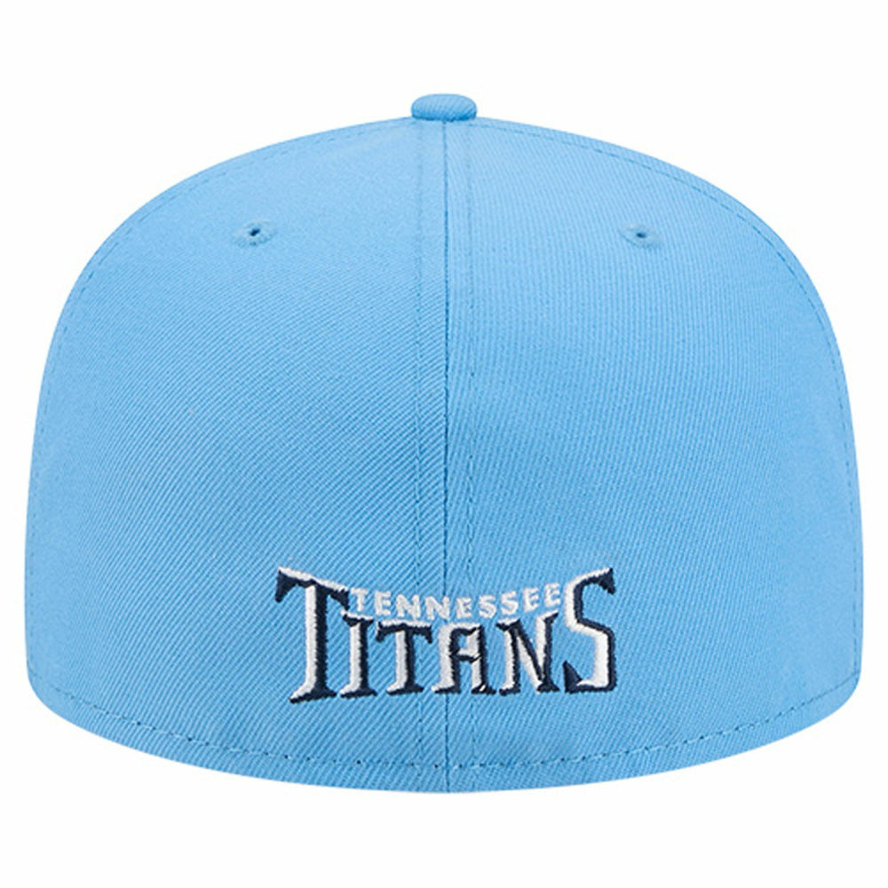 Tennessee Titans New Era Overlap Wordmark 59FIFTY Fitted Hat - Light Blue Hats