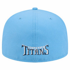 Tennessee Titans New Era Overlap Wordmark 59FIFTY Fitted Hat - Light Blue Hats