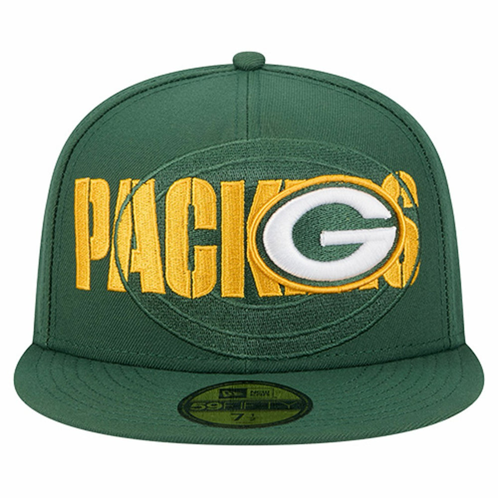 Green Bay Packers New Era Overlap Wordmark 59FIFTY Fitted Hat - Green Hats