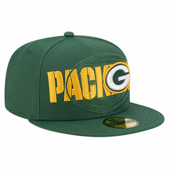 Green Bay Packers New Era Overlap Wordmark 59FIFTY Fitted Hat - Green Hats