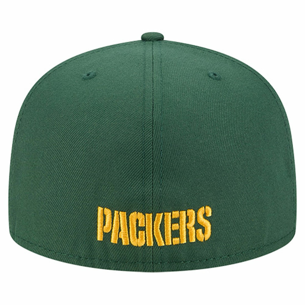 Green Bay Packers New Era Overlap Wordmark 59FIFTY Fitted Hat - Green Hats