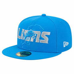 Detroit Lions New Era Overlap Wordmark 59FIFTY Fitted Hat - Blue Hats
