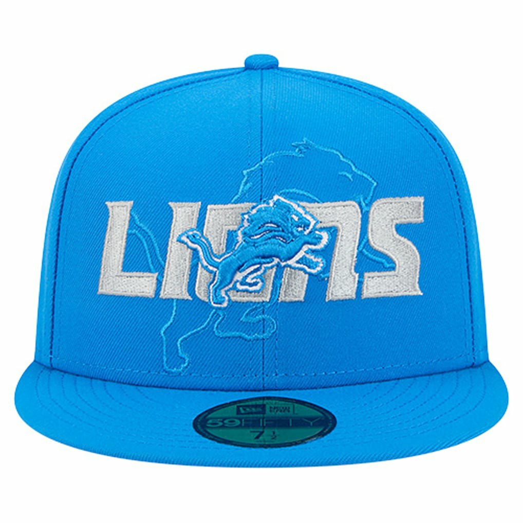 Detroit Lions New Era Overlap Wordmark 59FIFTY Fitted Hat - Blue Hats
