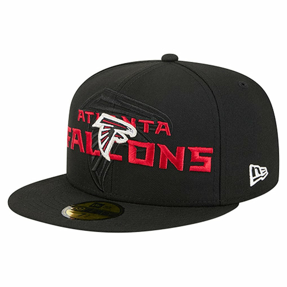 Atlanta Falcons New Era Overlap Wordmark 59FIFTY Fitted Hat - Black Hats