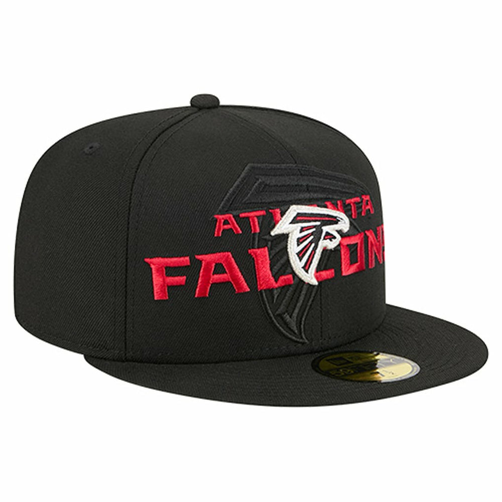 Atlanta Falcons New Era Overlap Wordmark 59FIFTY Fitted Hat - Black Hats