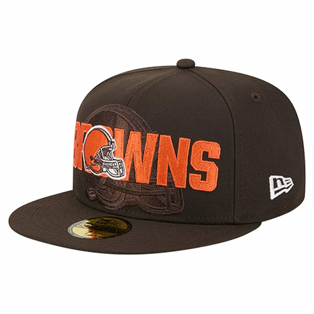 Cleveland Browns New Era Overlap Wordmark 59FIFTY Fitted Hat - Brown Hats