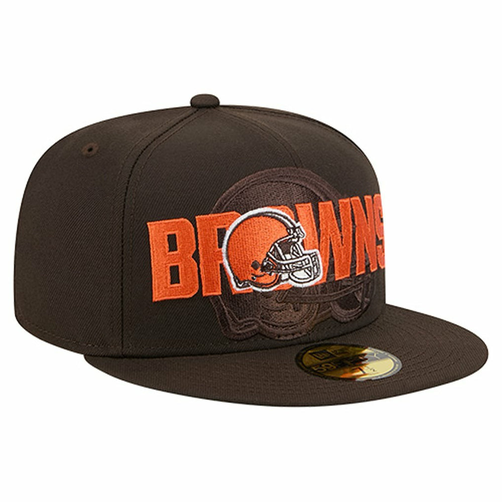 Cleveland Browns New Era Overlap Wordmark 59FIFTY Fitted Hat - Brown Hats