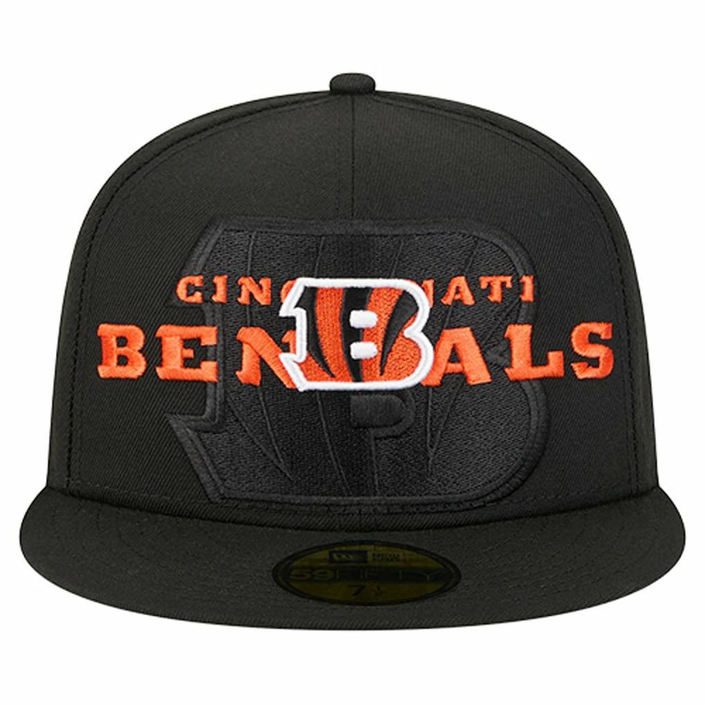 Cincinnati Bengals New Era Overlap Wordmark 59FIFTY Fitted Hat - Black Hats