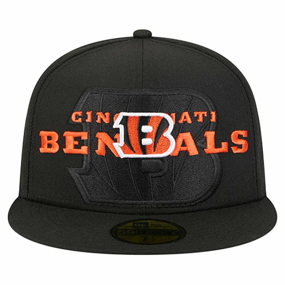 Cincinnati Bengals New Era Overlap Wordmark 59FIFTY Fitted Hat - Black Hats
