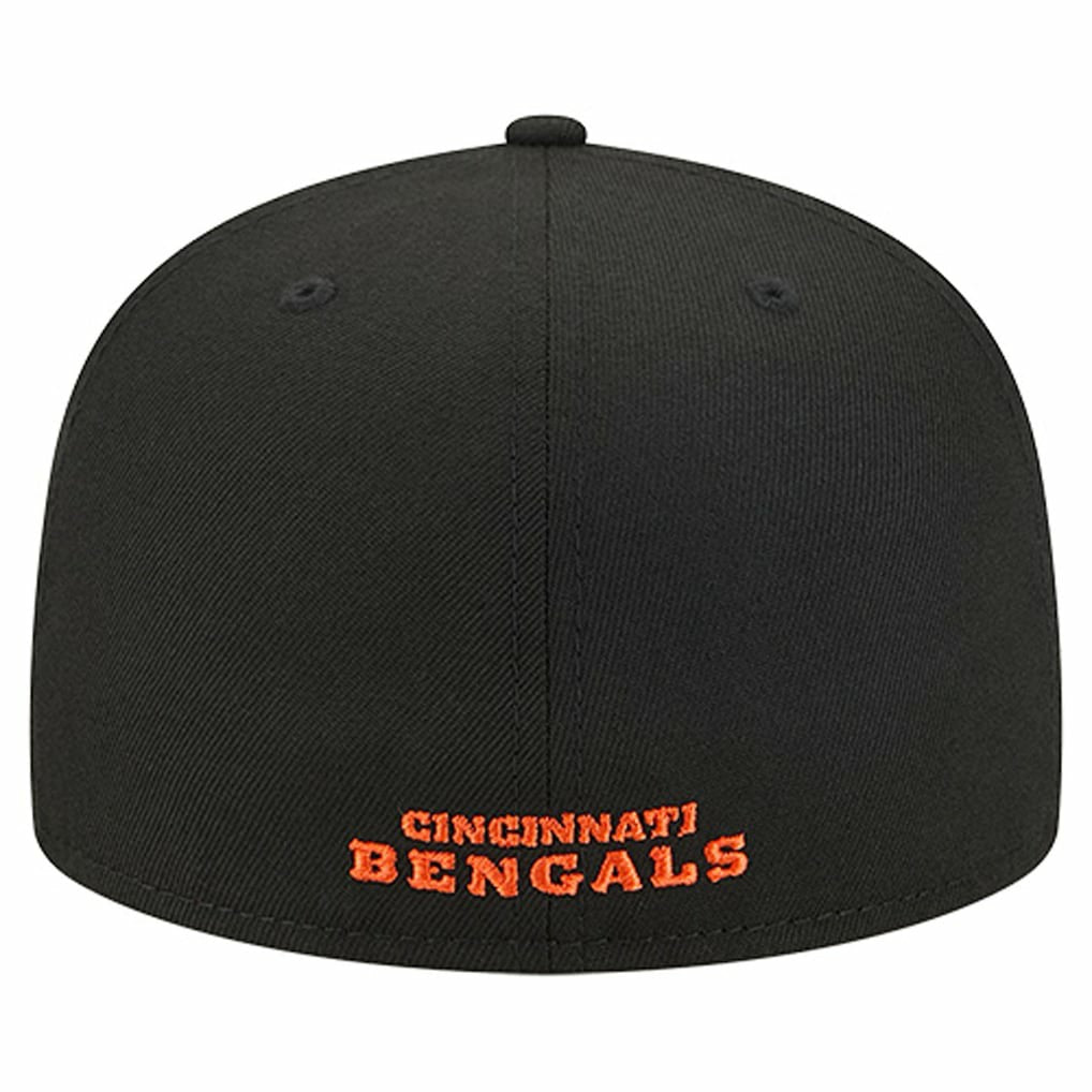 Cincinnati Bengals New Era Overlap Wordmark 59FIFTY Fitted Hat - Black Hats