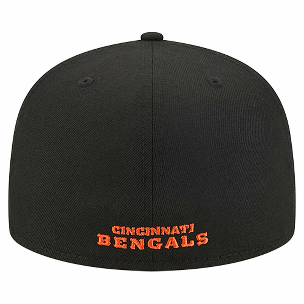 Cincinnati Bengals New Era Overlap Wordmark 59FIFTY Fitted Hat - Black Hats