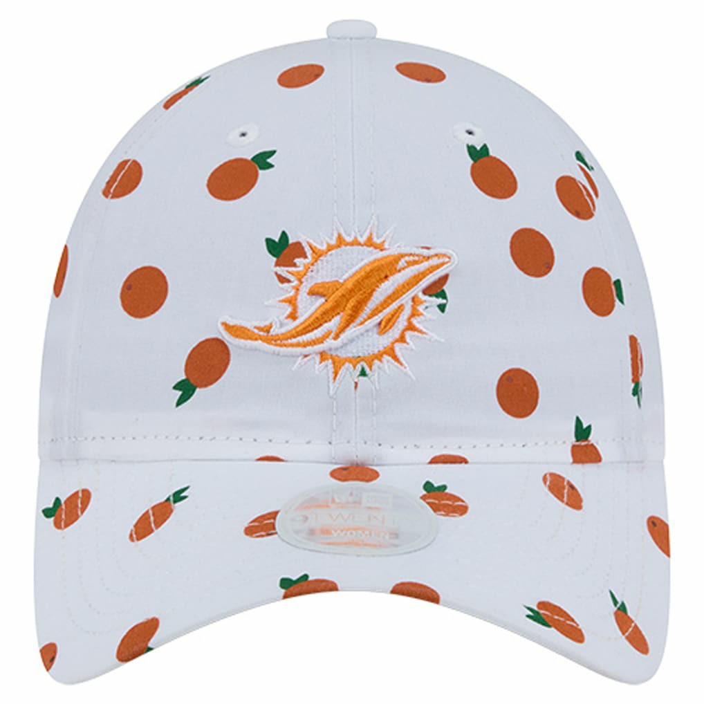 Miami Dolphins New Era Women's Fruit Pattern 9TWENTY Adjustable Hat - White Hats