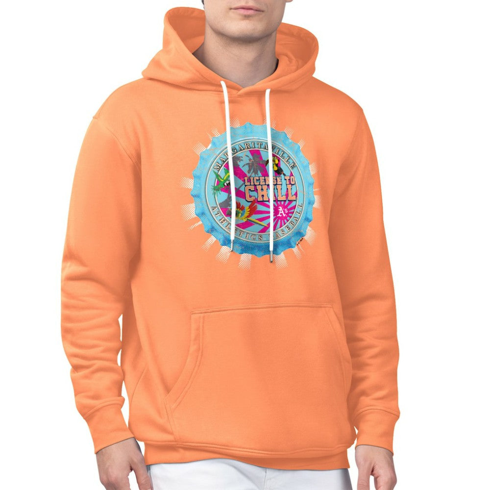 Athletics Margaritaville Chill Bottle Cap Fleece Pullover Hoodie - Orange Hoodies
