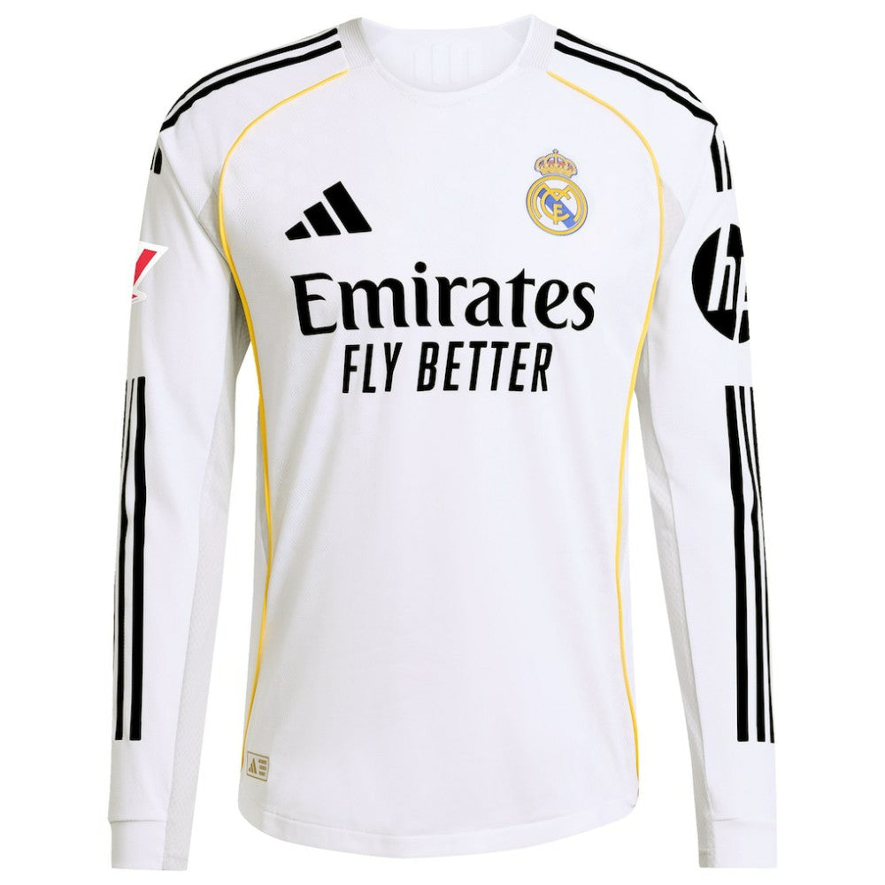 Jude Bellingham Real Madrid 2025/26 Home Long Sleeve Jersey White - Adidas
