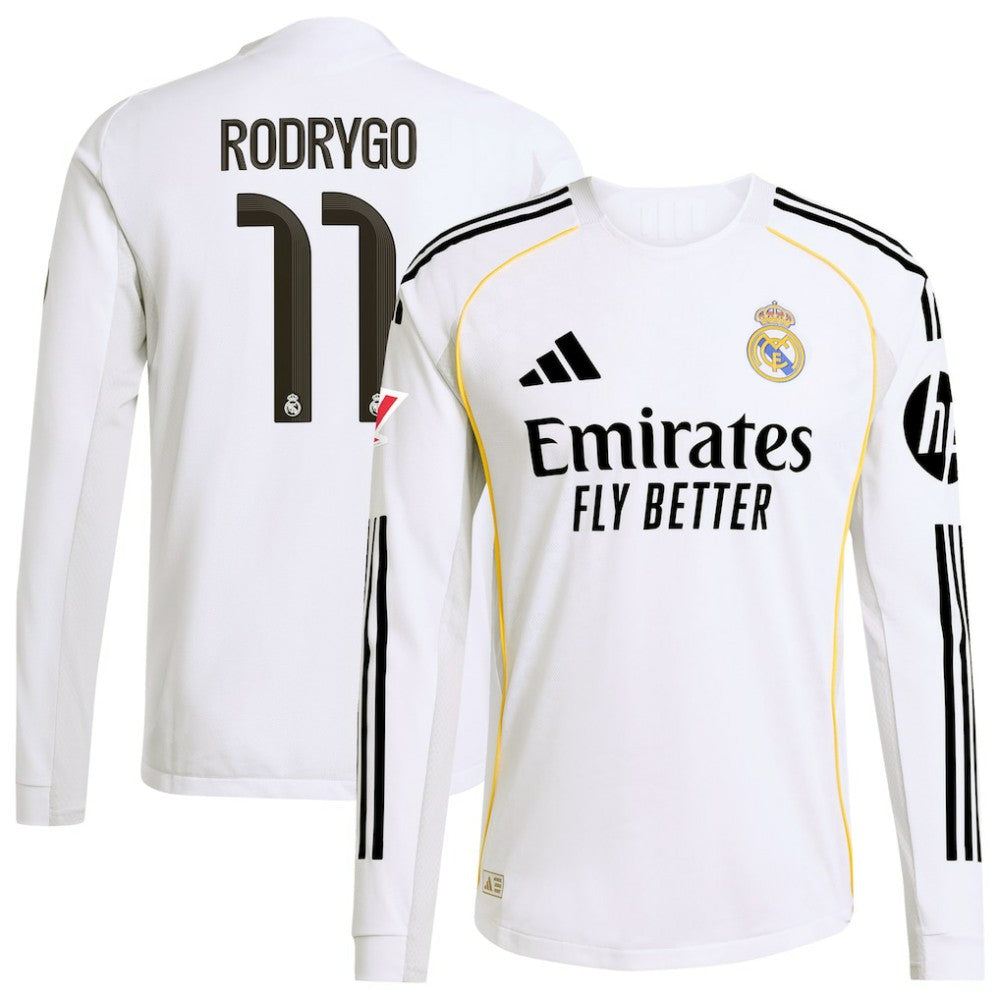 Rodrygo Real Madrid 2025/26 Home Long Sleeve Jersey White - Adidas sale