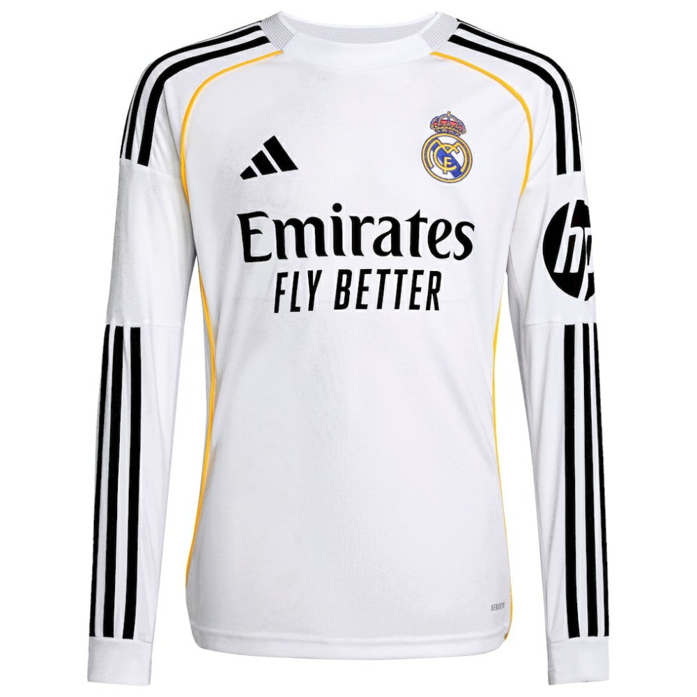 Vini Jr. Real Madrid Youth 2025/26 Home Replica Long Sleeve Jersey White - Adidas discount