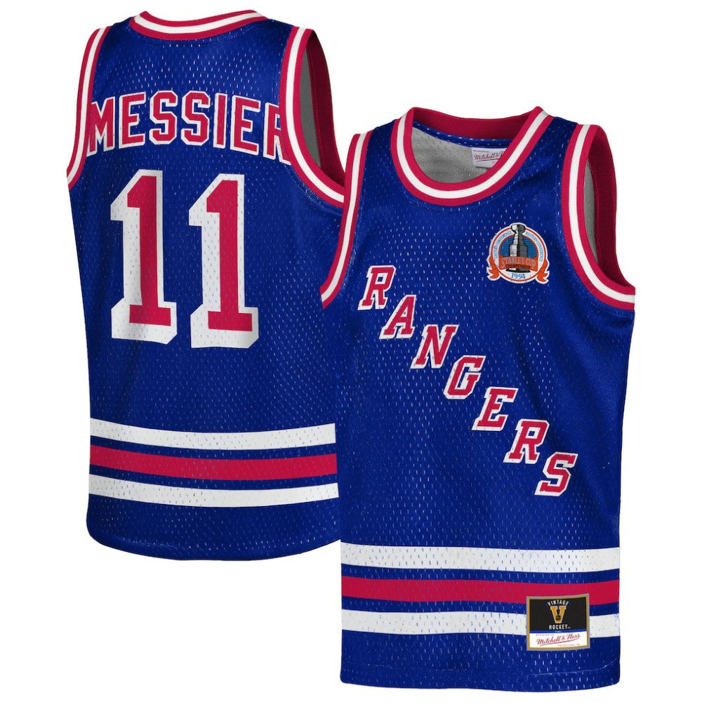 Mark Messier New York Rangers Mitchell & Ness Youth Maxxed Out Fashion Basketball Jersey - Blue | US 203133398