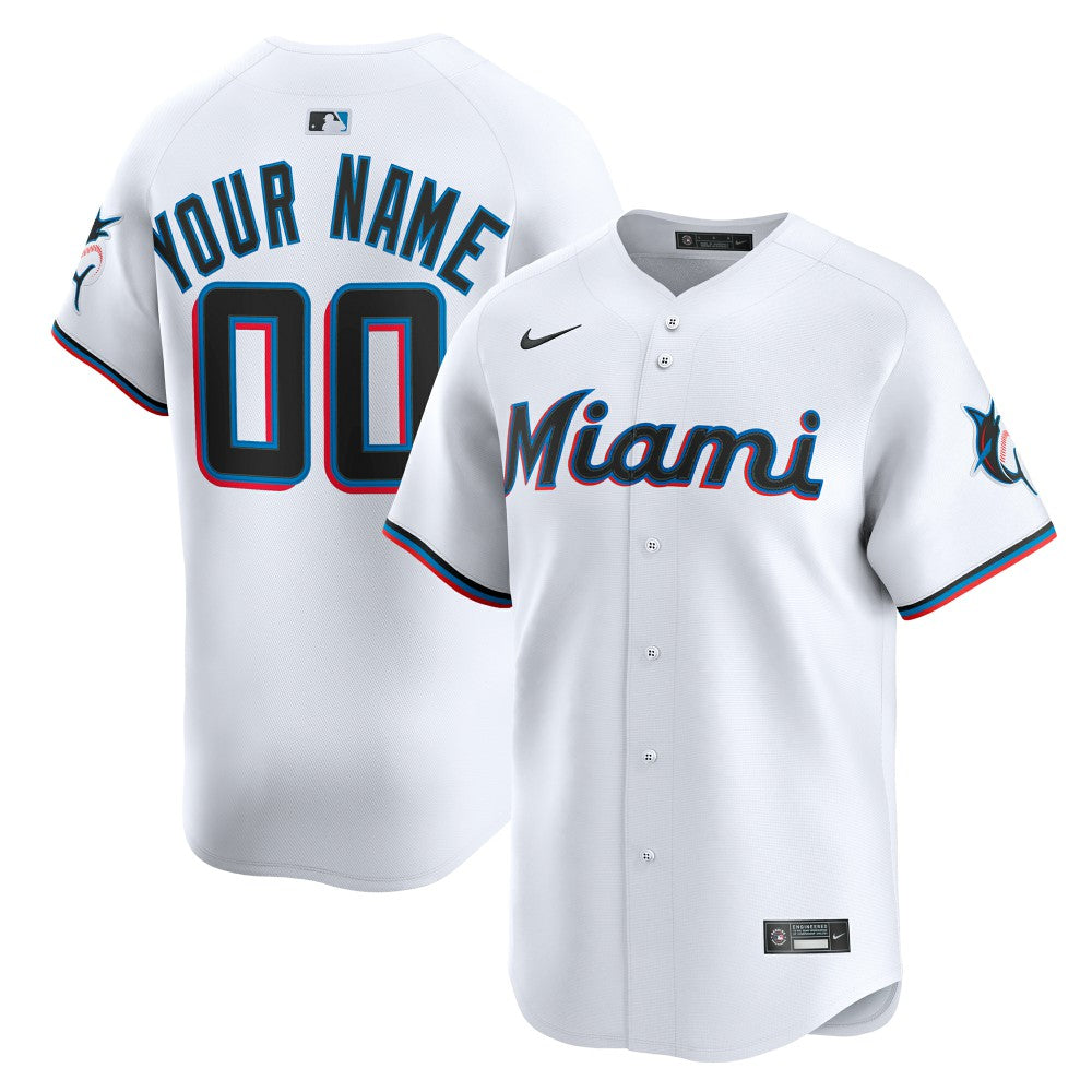 Miami Marlins Nike Youth Home Custom Limited Jersey - White Jerseys