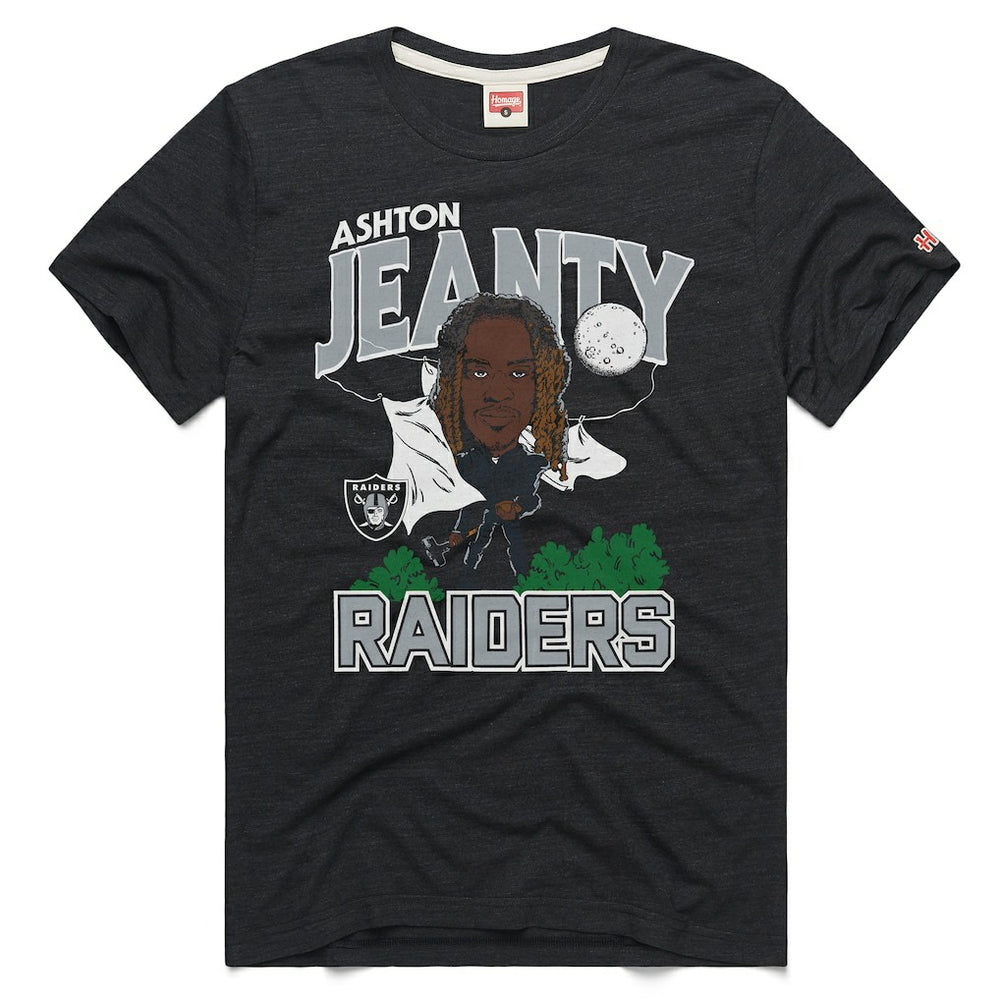 Ashton Jeanty Las Vegas Raiders Homage Unisex Caricature Player Graphic Tri-Blend T-Shirt - Charcoal T-shirts