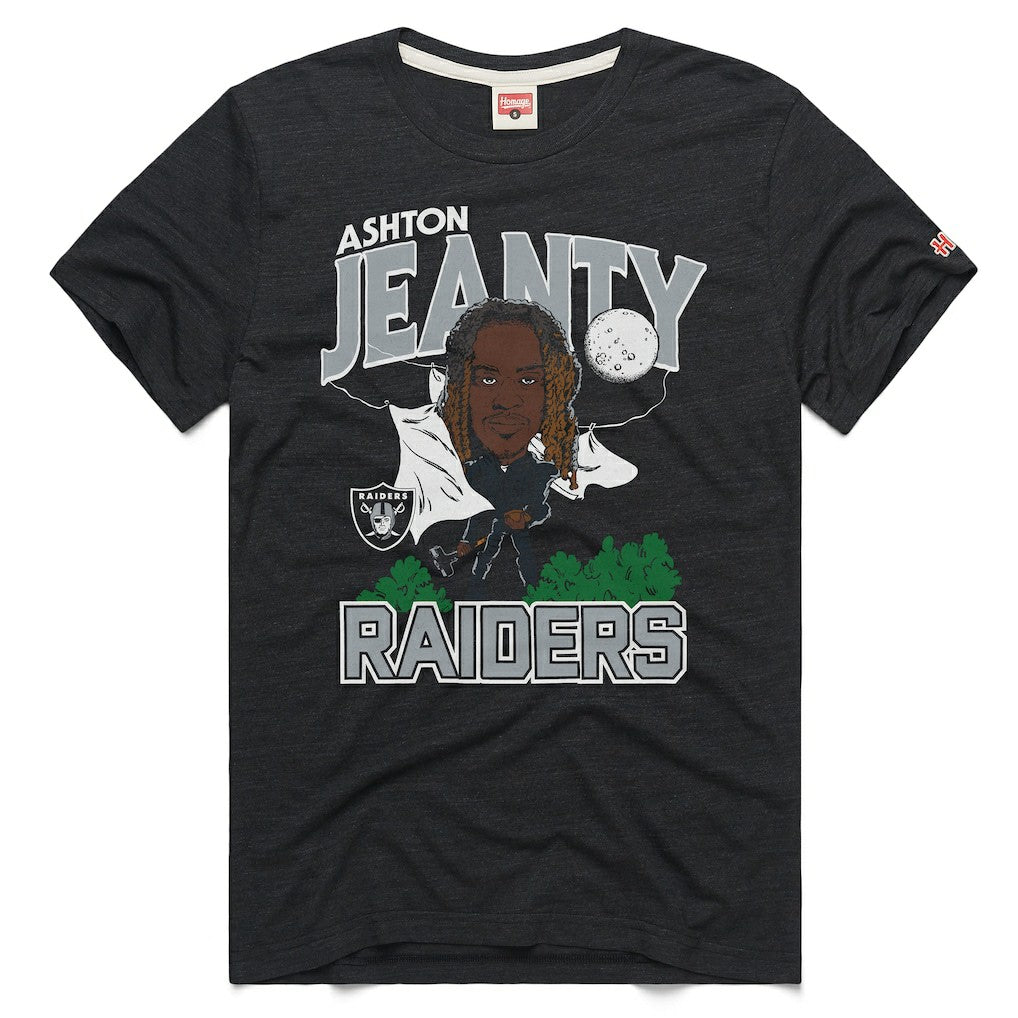 Ashton Jeanty Las Vegas Raiders Homage Unisex Caricature Player Graphic Tri-Blend T-Shirt - Charcoal T-shirts