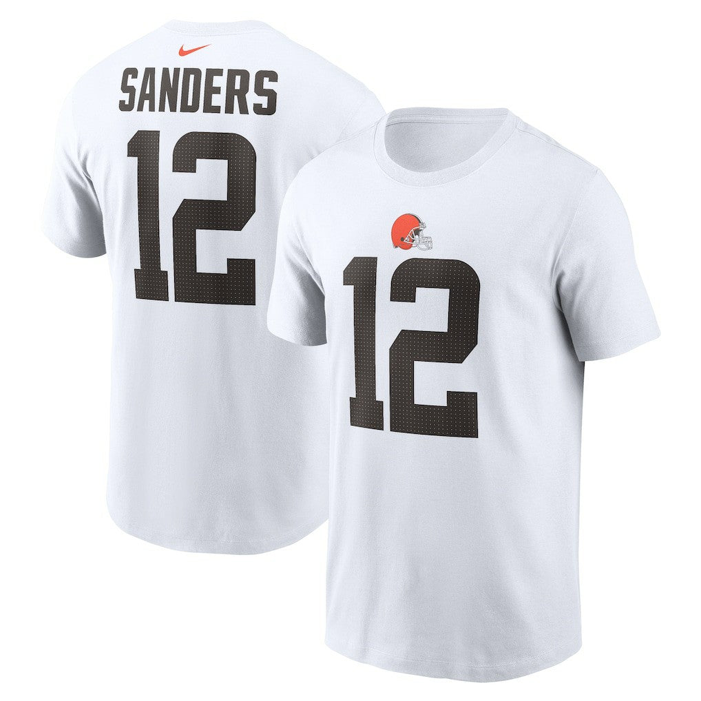Shedeur Sanders Cleveland Browns 2025 NFL Draft Name & Number T-Shirt - White T-shirts