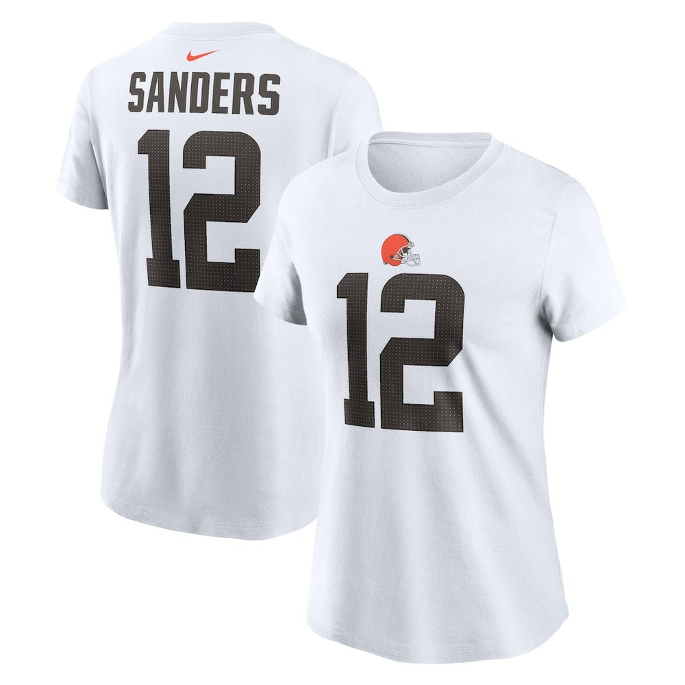 Shedeur Sanders Cleveland Browns Women's 2025 NFL Draft Name & Number T-Shirt - White T-shirts