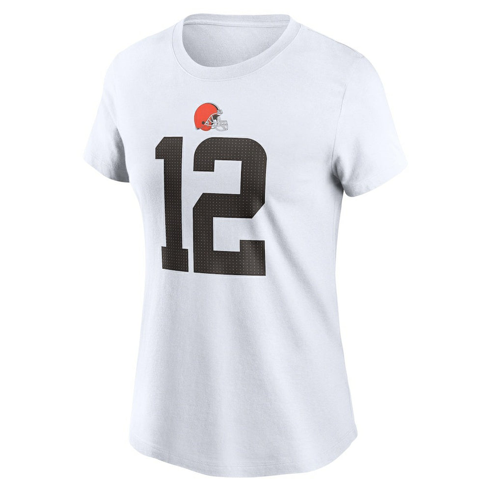 Shedeur Sanders Cleveland Browns Women's 2025 NFL Draft Name & Number T-Shirt - White T-shirts