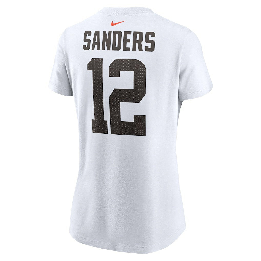 Shedeur Sanders Cleveland Browns Women's 2025 NFL Draft Name & Number T-Shirt - White T-shirts