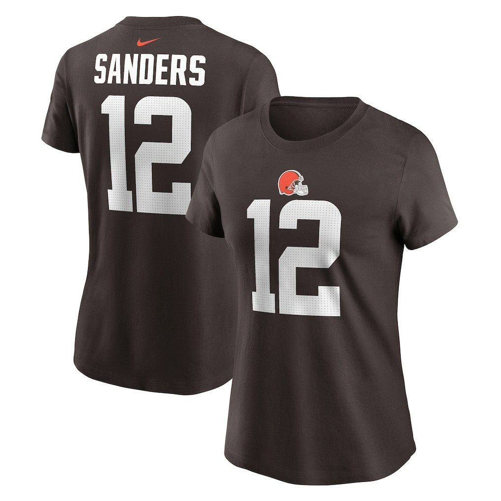 Shedeur Sanders Cleveland Browns Women's 2025 NFL Draft Name & Number T-Shirt - Brown T-shirts