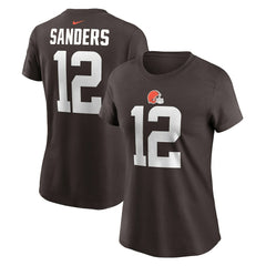 Shedeur Sanders Cleveland Browns Women's 2025 NFL Draft Name & Number T-Shirt - Brown T-shirts