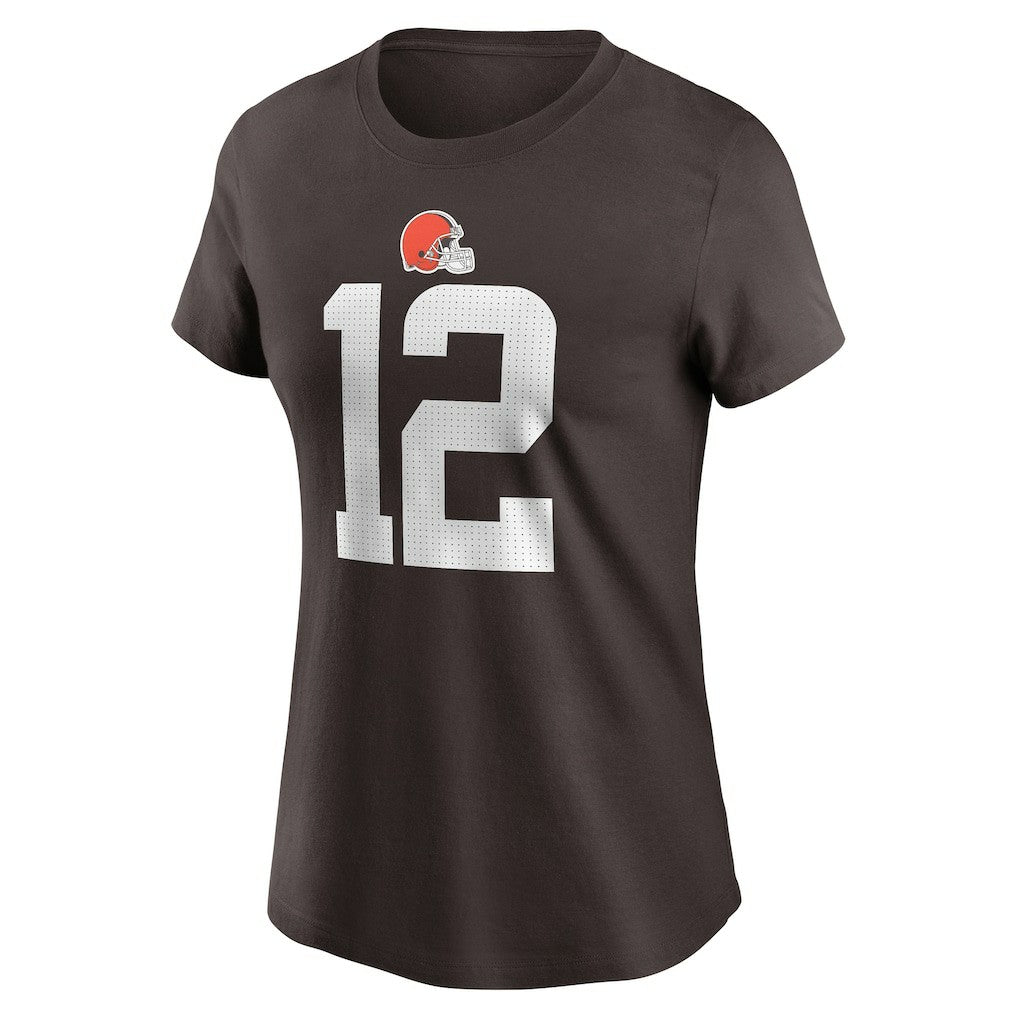 Shedeur Sanders Cleveland Browns Women's 2025 NFL Draft Name & Number T-Shirt - Brown T-shirts