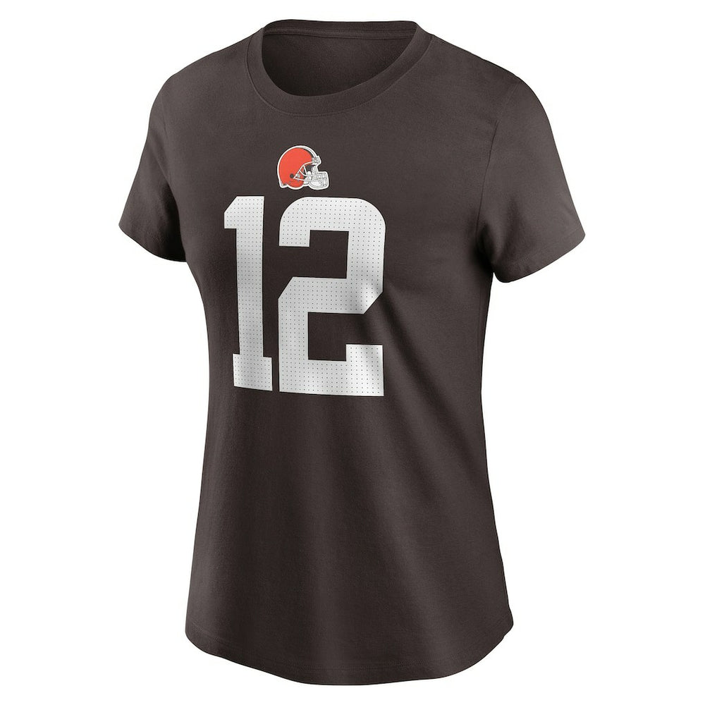Shedeur Sanders Cleveland Browns Women's 2025 NFL Draft Name & Number T-Shirt - Brown T-shirts