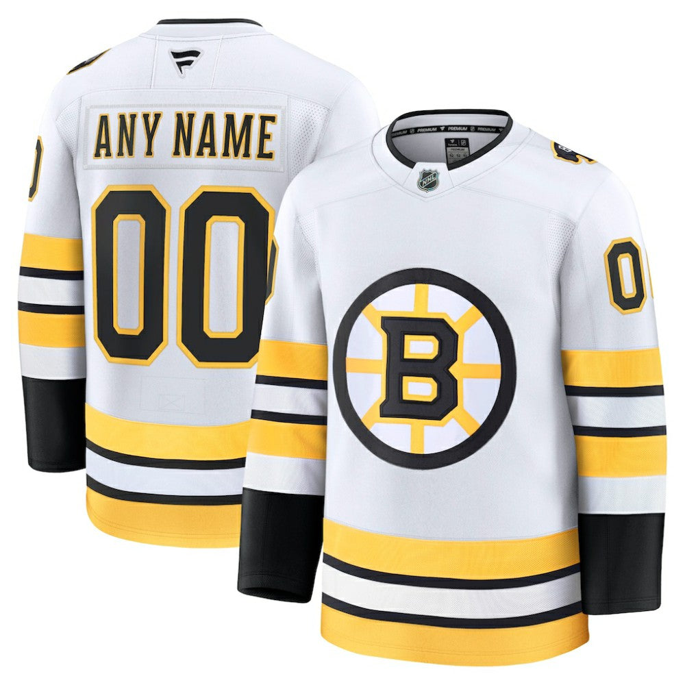 Boston Bruins Fanatics Away Premium Custom Jersey - White | US 203133904