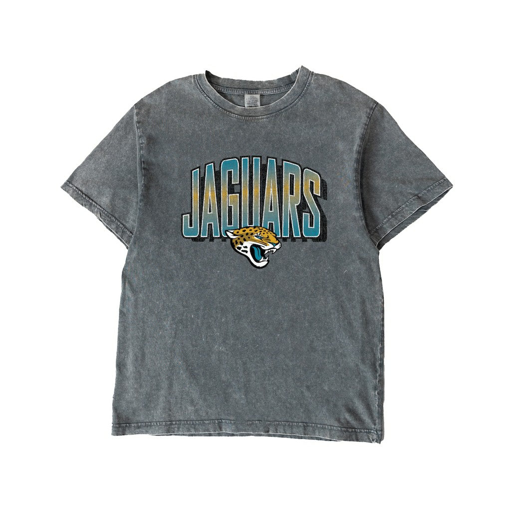 Jacksonville Jaguars Gameday Couture Women's Peak Performance Oversized Snow Wash T-Shirt - Gray T-shirts