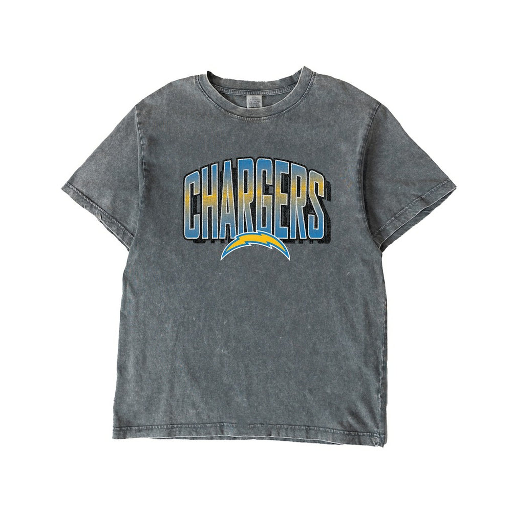 Los Angeles Chargers Gameday Couture Women's Peak Performance Oversized Snow Wash T-Shirt - Gray T-shirts