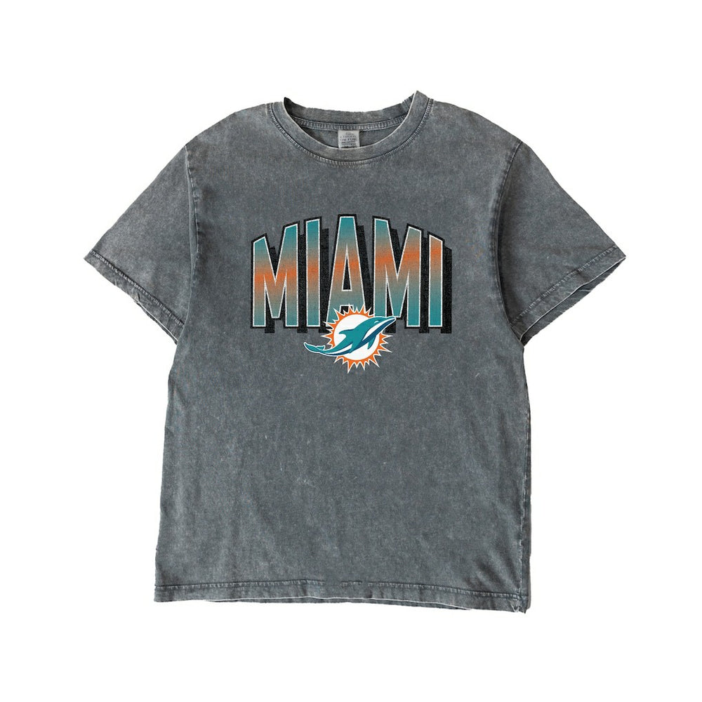 Miami Dolphins Gameday Couture Women's Peak Performance Oversized Snow Wash T-Shirt - Gray T-shirts