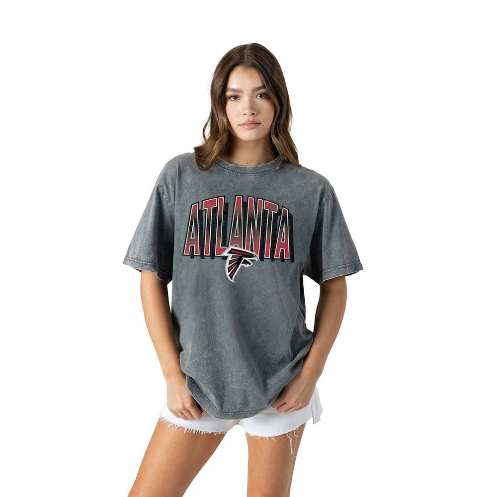 Atlanta Falcons Gameday Couture Women's Peak Performance Oversized Snow Wash T-Shirt - Gray T-shirts