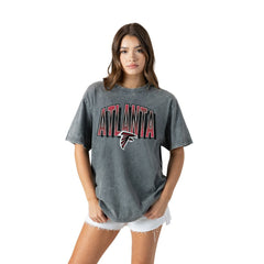 Atlanta Falcons Gameday Couture Women's Peak Performance Oversized Snow Wash T-Shirt - Gray T-shirts
