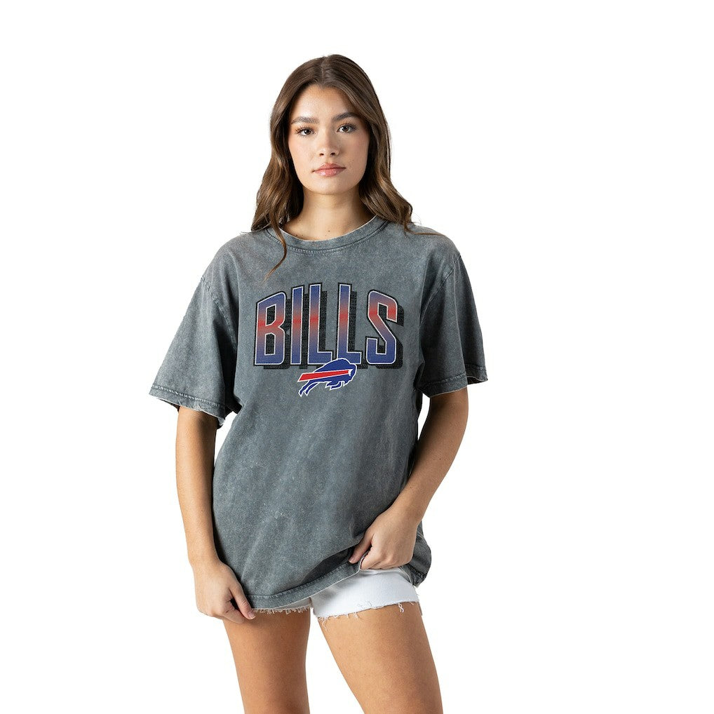Buffalo Bills Gameday Couture Women's Peak Performance Oversized Snow Wash T-Shirt - Gray T-shirts