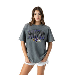 Baltimore Ravens Gameday Couture Women's Peak Performance Oversized Snow Wash T-Shirt - Gray T-shirts