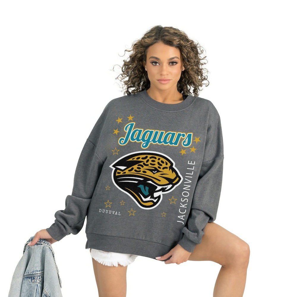 Jacksonville Jaguars Gameday Couture Women's Ready to Rumble Premium Fleece Pullover Sweatshirt - Gray Pullover