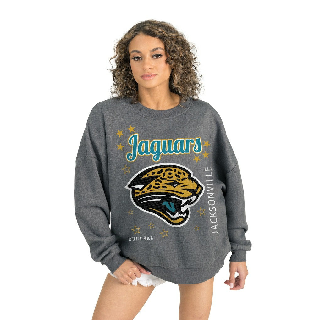 Jacksonville Jaguars Gameday Couture Women's Ready to Rumble Premium Fleece Pullover Sweatshirt - Gray Pullover