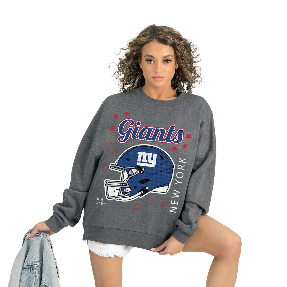 New York Giants Gameday Couture Women's Ready to Rumble Premium Fleece Pullover Sweatshirt - Gray Pullover