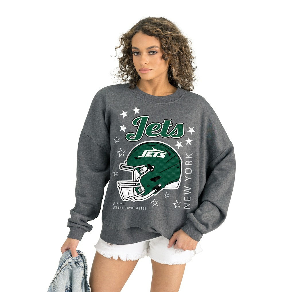 New York Jets Gameday Couture Women's Ready to Rumble Premium Fleece Pullover Sweatshirt - Gray Pullover