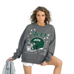 New York Jets Gameday Couture Women's Ready to Rumble Premium Fleece Pullover Sweatshirt - Gray Pullover