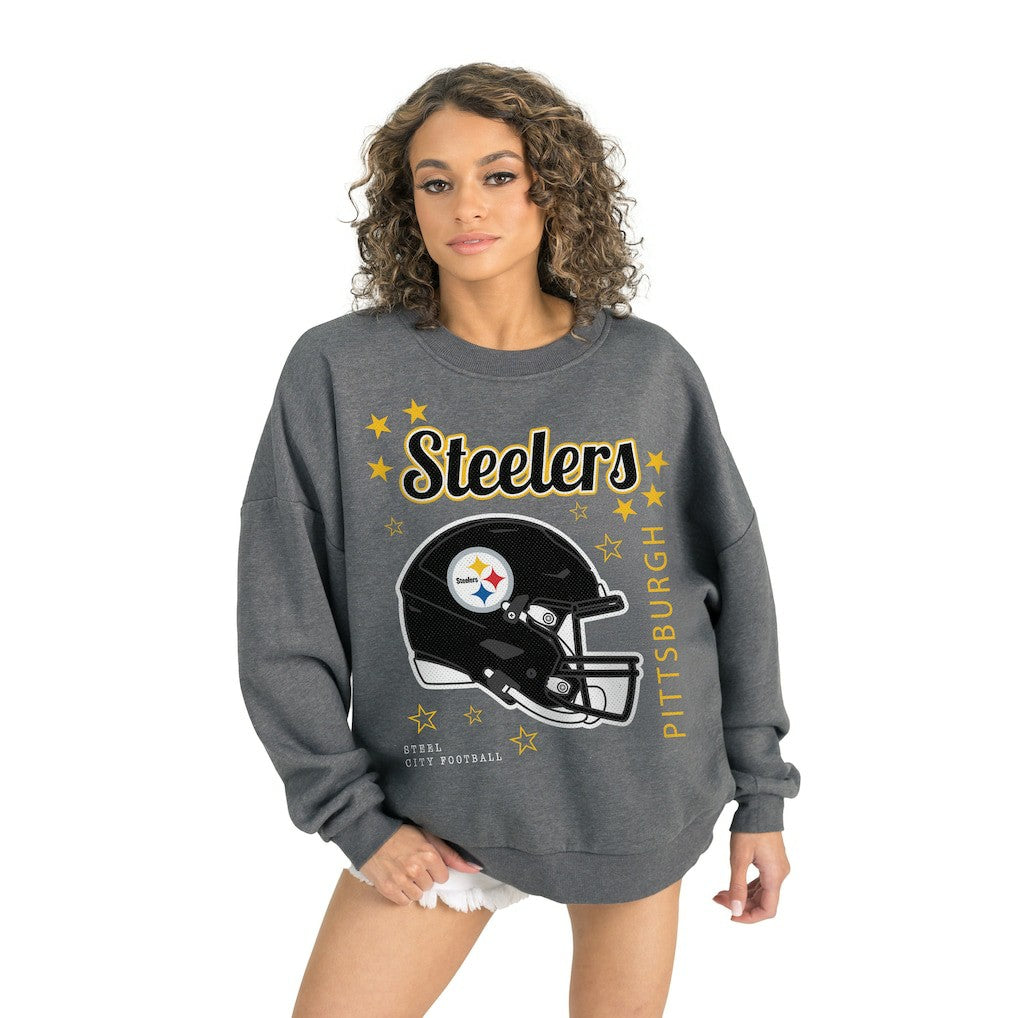 Pittsburgh Steelers Gameday Couture Women's Ready to Rumble Premium Fleece Pullover Sweatshirt - Gray Pullover